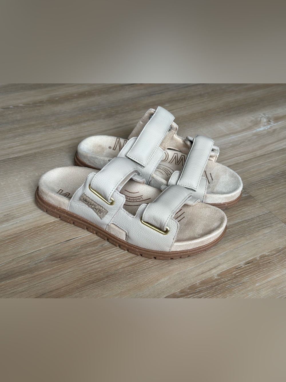 Woden Lisa Leather Sandals Ivory Comfort Double Strap Women’s Size 9